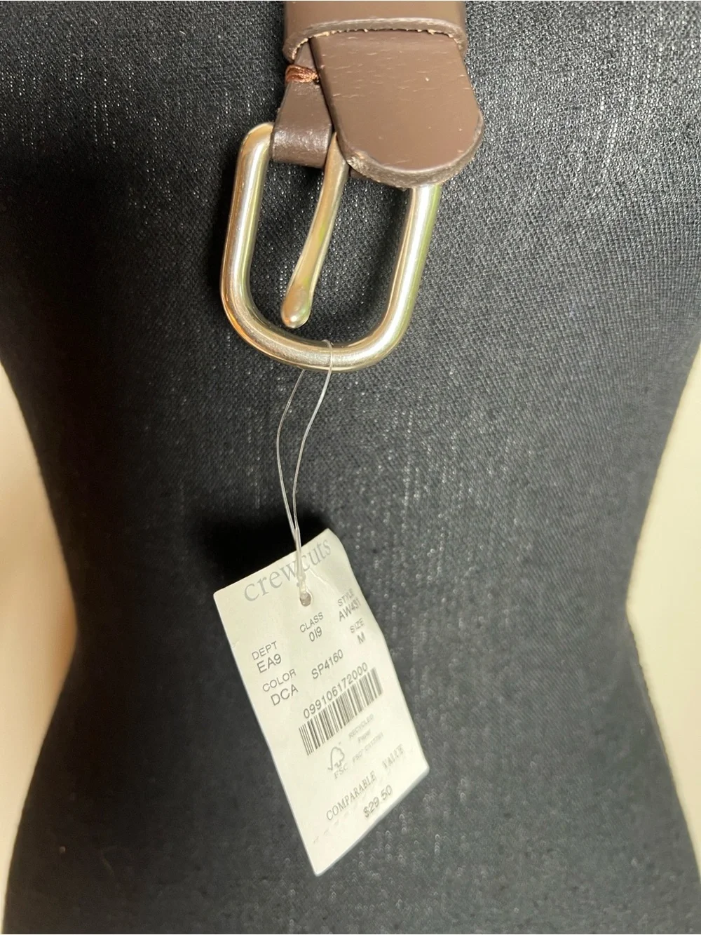 Crewcuts J. Crew Unisex Brown Belt Silver Buckle Genuine Buffalo Leather Size M